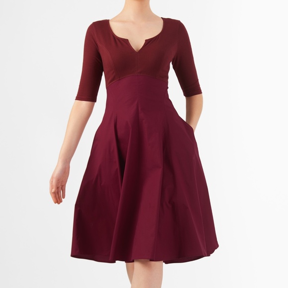 eshakti Dresses & Skirts - Split Neck Empire Mixed Media Dress from Eshakti